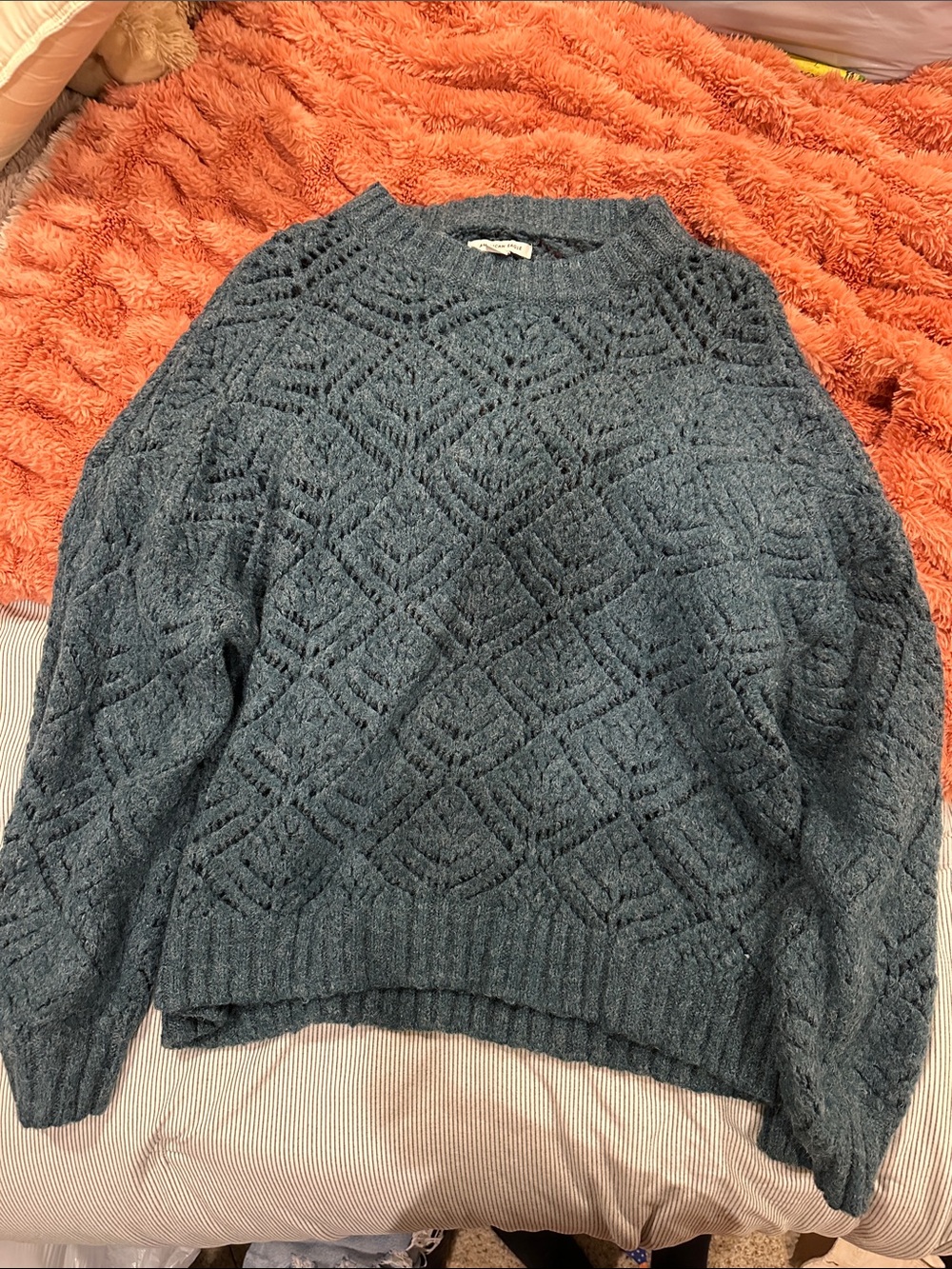 American Eagle Outfitters Textured Crewneck Sweater - Slate Blue